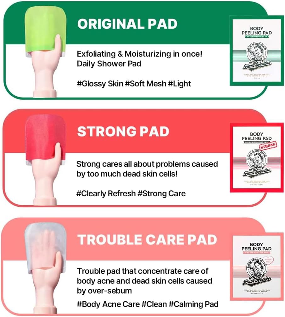 Mom's Bath Recipe Body Peeling Pad Original, 8 Sheets