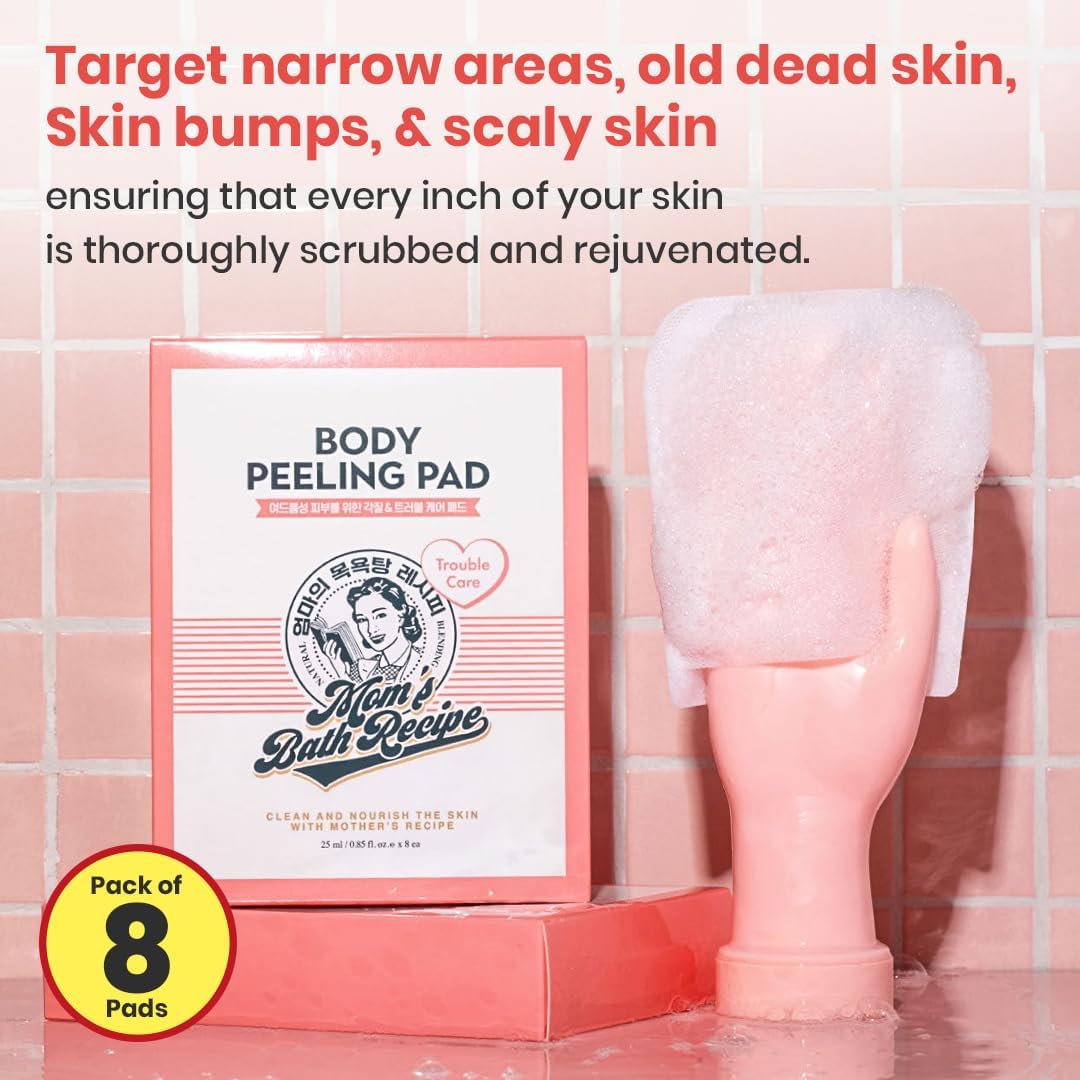 Mom's Bath Recipe Body Peeling Pad Trouble Care, 8 Sheets