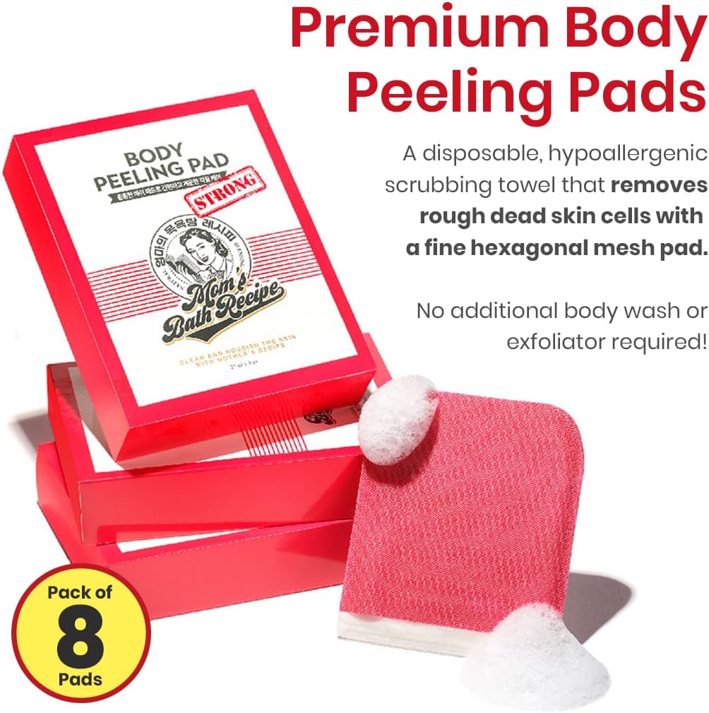 Mom's Bath Recipe Body Peeling Pad Strong, 8 Sheets